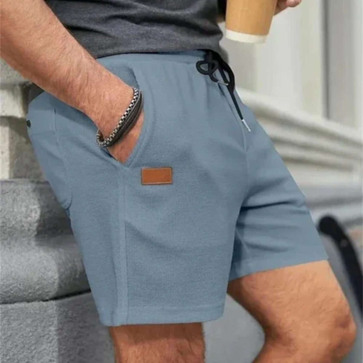 Tate | Men's Casual Shorts Light Blue Drawstring