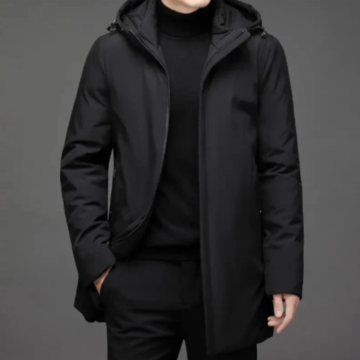 Axel | Men's Winter Puffer Coat Black Hooded