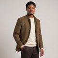 Dama Washington Callum herringbone wool blazer Coffee - model front view