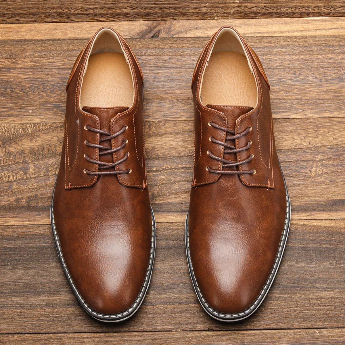 Sage | Men's Leather Oxford Dress Shoes Brown Lace Up
