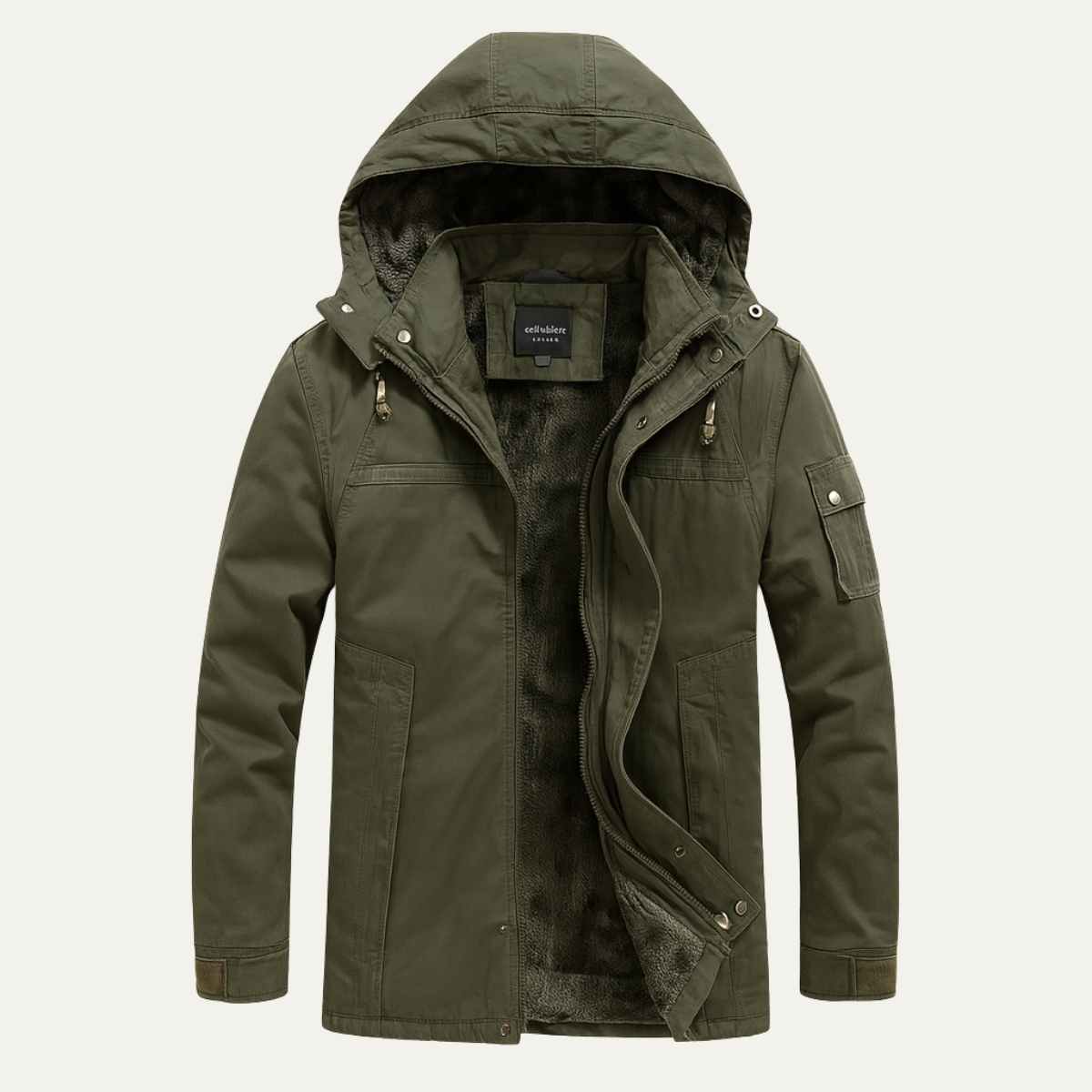 Callum | Men's Utility Parka Jacket Black Sherpa Lined Hood