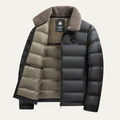 Dama Washington Ezra men's puffer jacket black sherpa collar quilted - front view