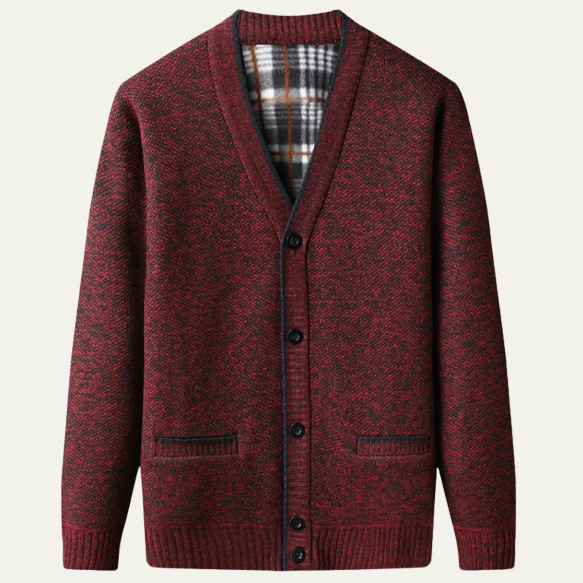Beau | Men's Cardigan Gray Cable Knit Button Up Pockets