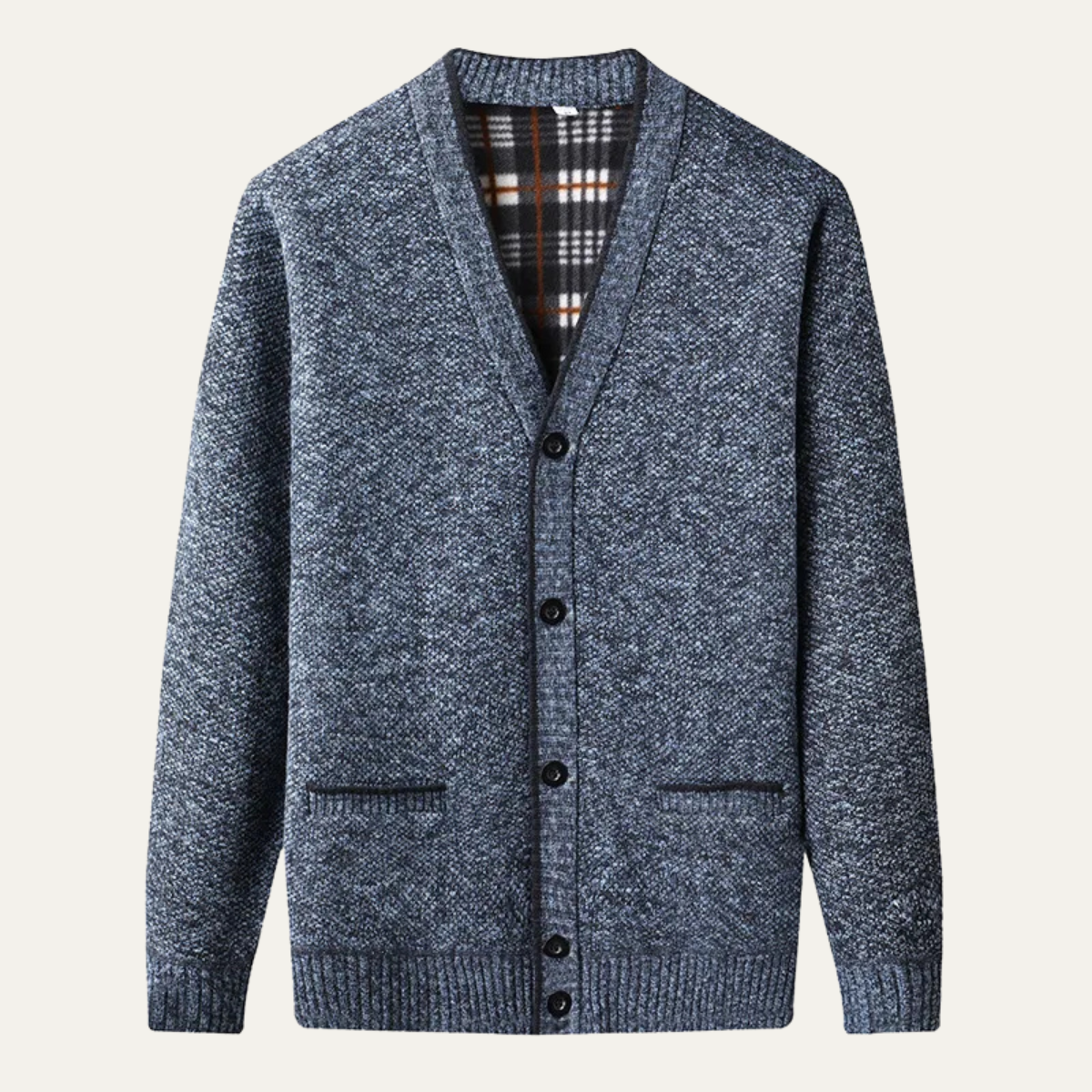 Beau | Men's Cardigan Gray Cable Knit Button Up Pockets