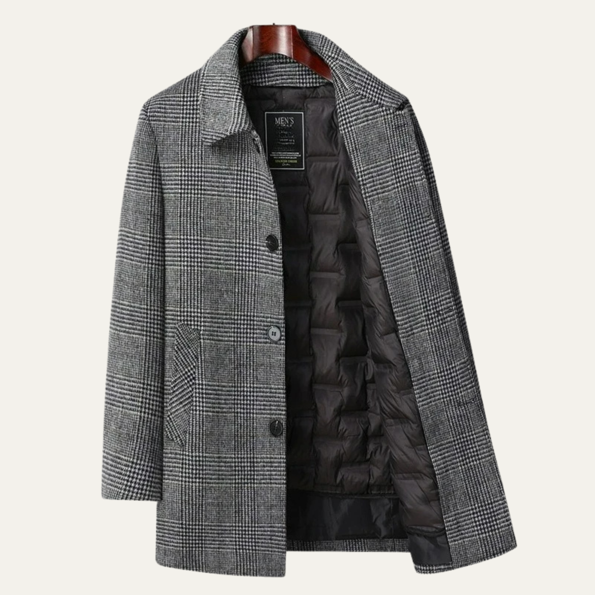 Jasper | Men's Wool Blend Overcoat Charcoal Down Insulated