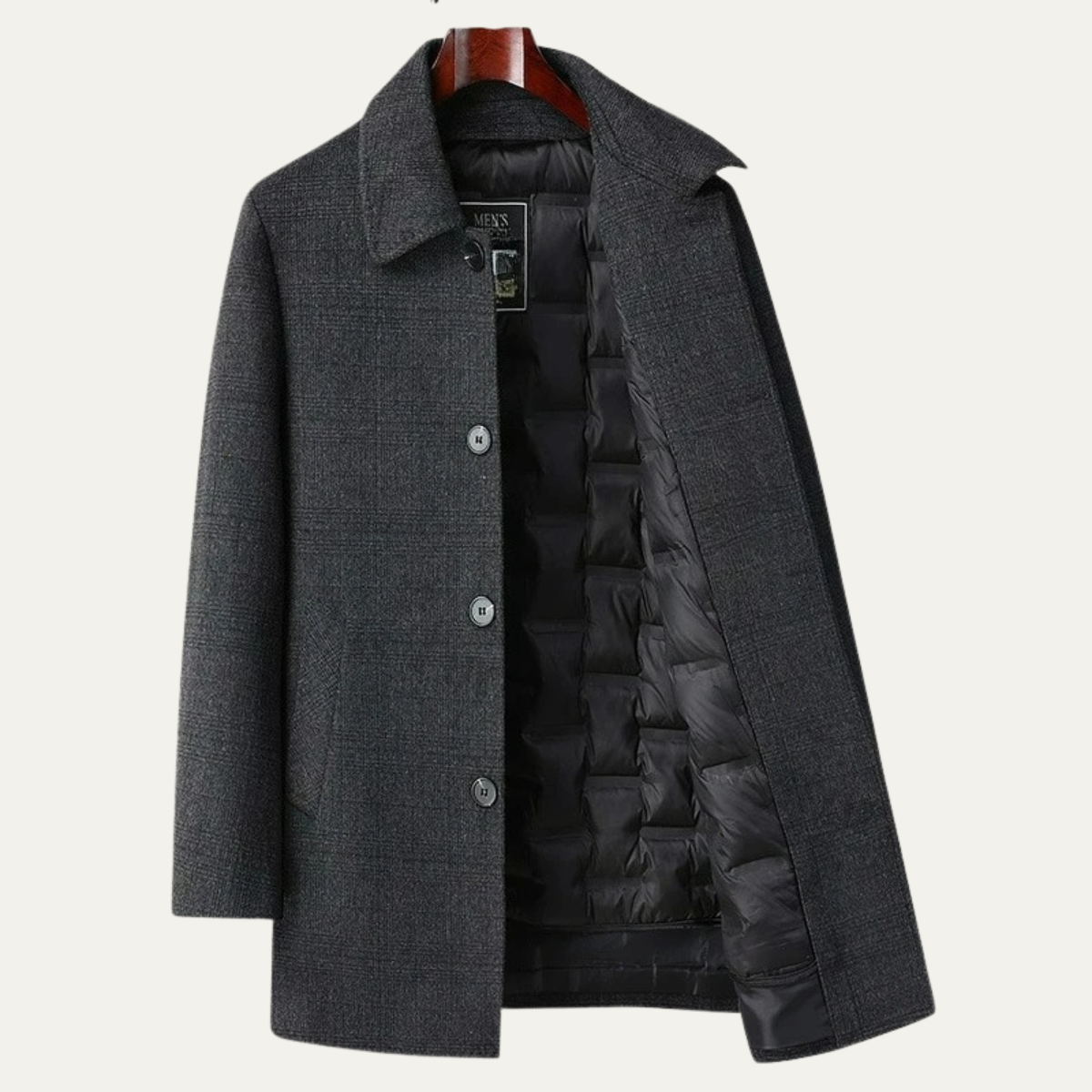 Jasper | Men's Wool Blend Overcoat Charcoal Down Insulated