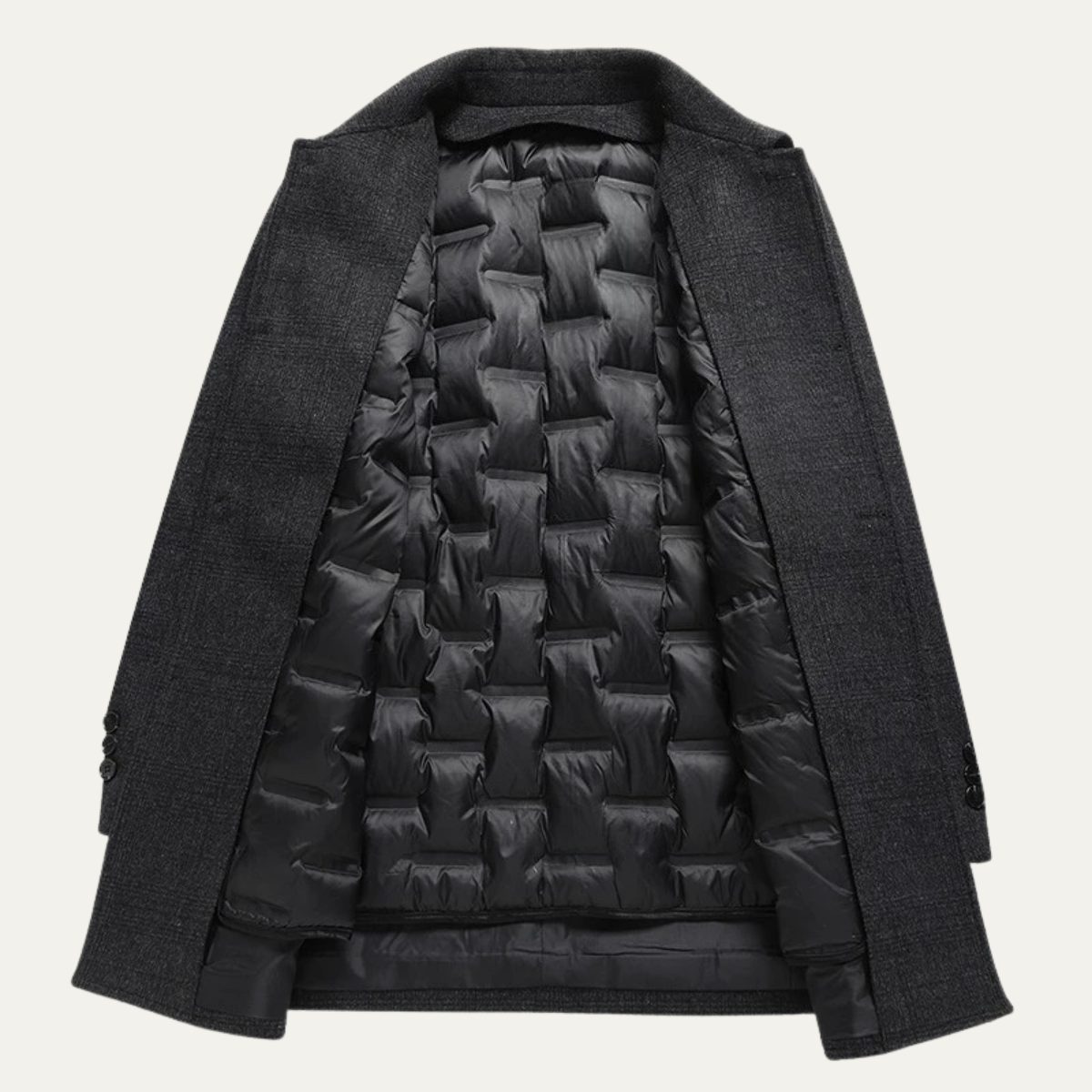 Jasper | Men's Wool Blend Overcoat Charcoal Down Insulated