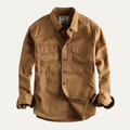 Dama Washington Axel men's utility canvas shirt jacket tan - front view