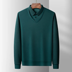 Dama Washington Sage men's mock neck sweater sage green ribbed sleeves - view 2
