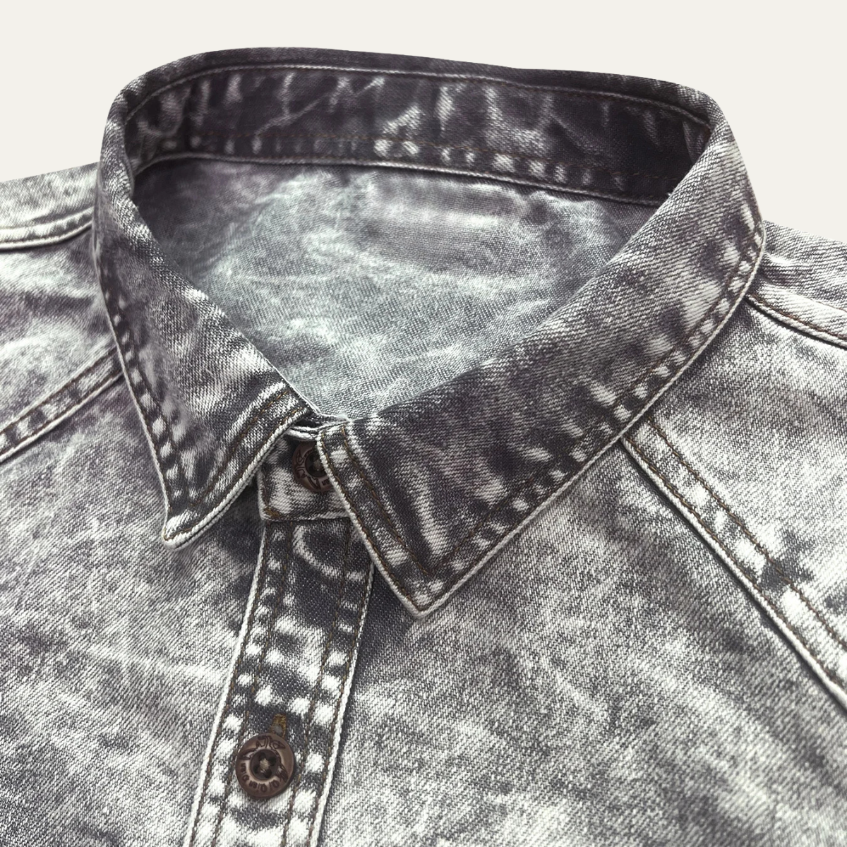 Ezra | Men's Denim Shirt Light Gray Vintage Wash