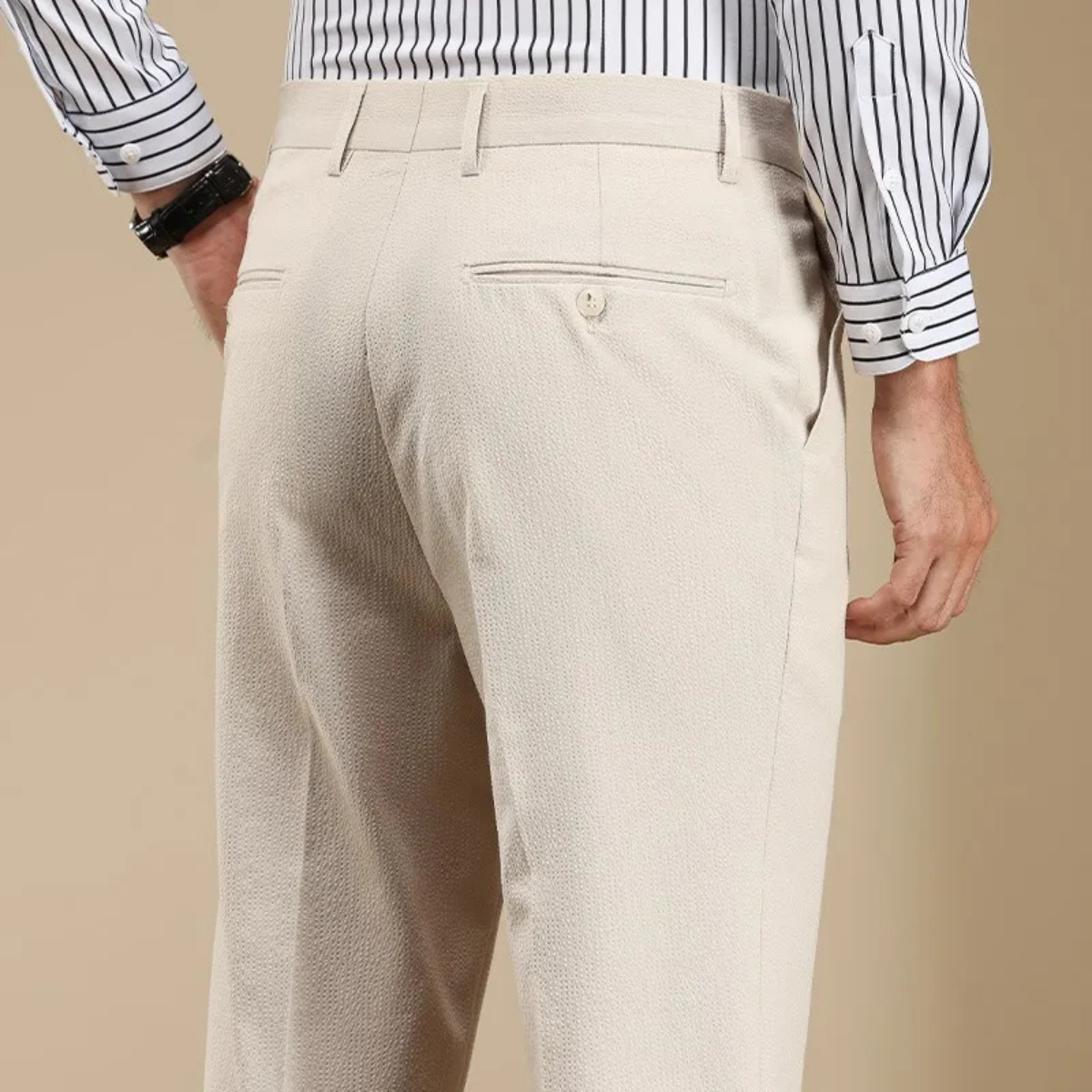 Rhys | Men's Tailored Straight Leg Dress Pants Cream