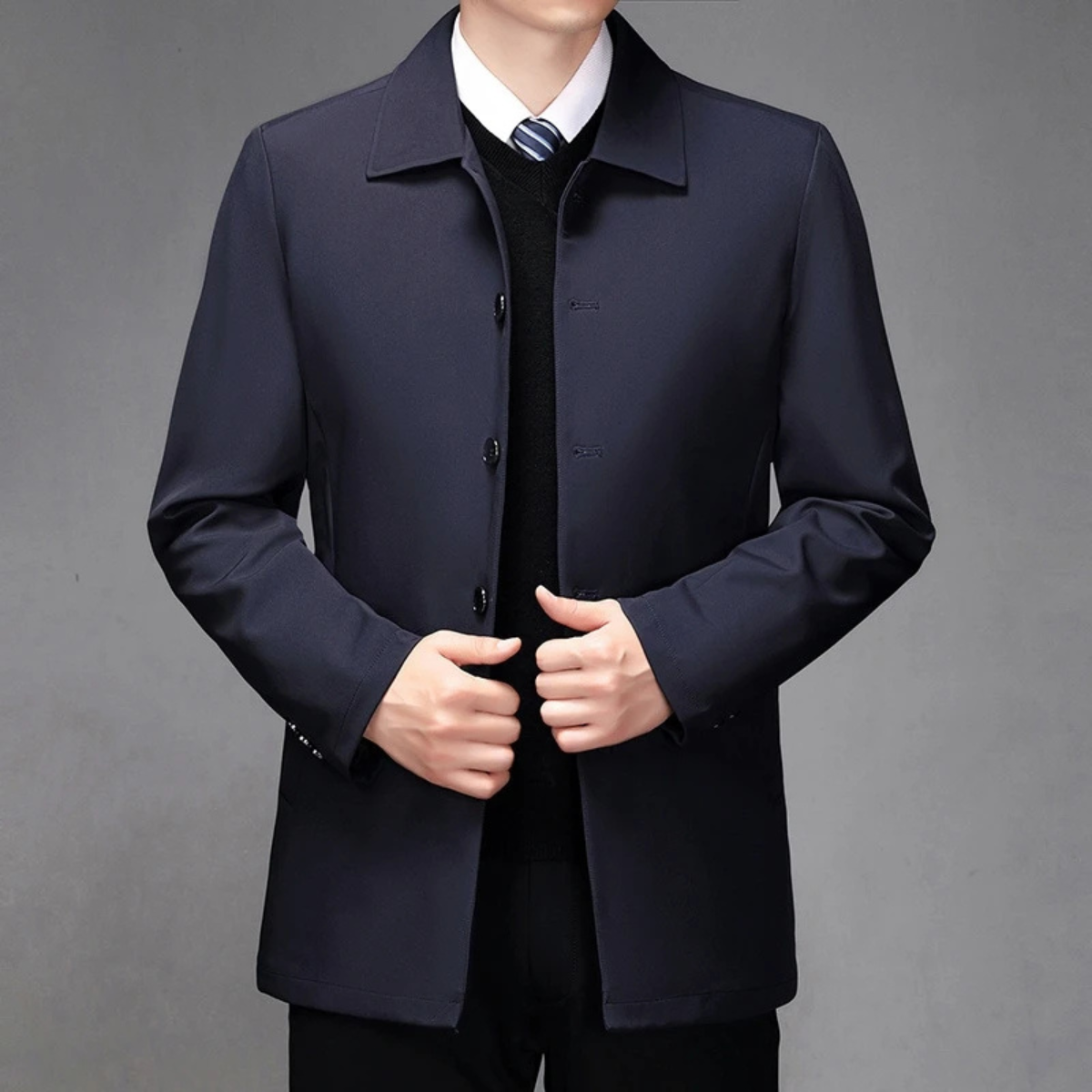 Axel | Men's Smart Casual Lightweight Button Jacket Navy