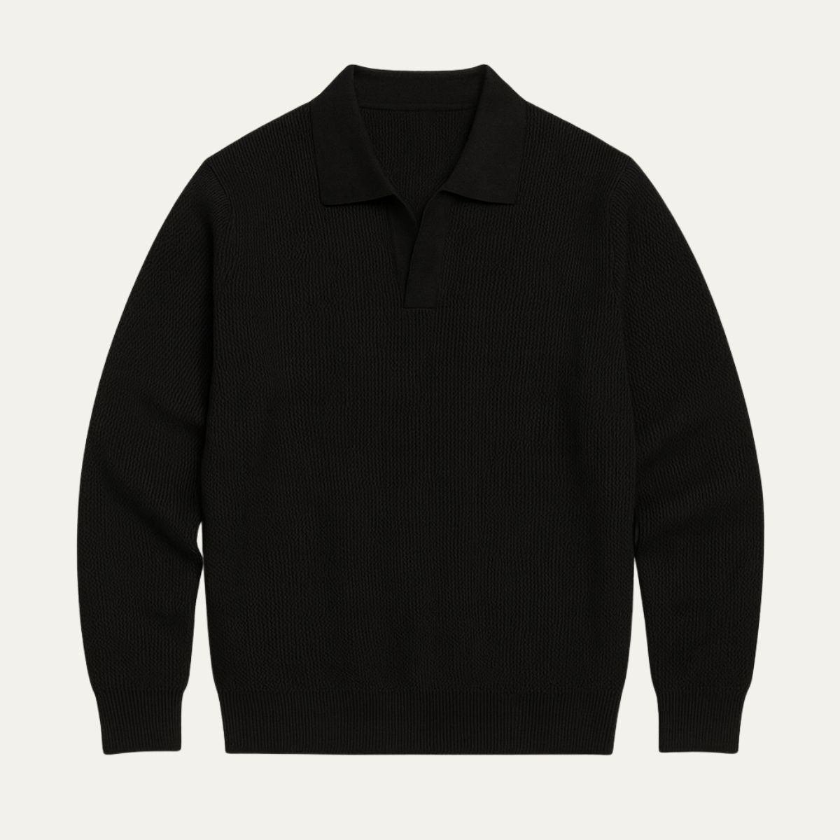 Axel | Men's Ribbed Polo Sweater Gray Long Sleeve
