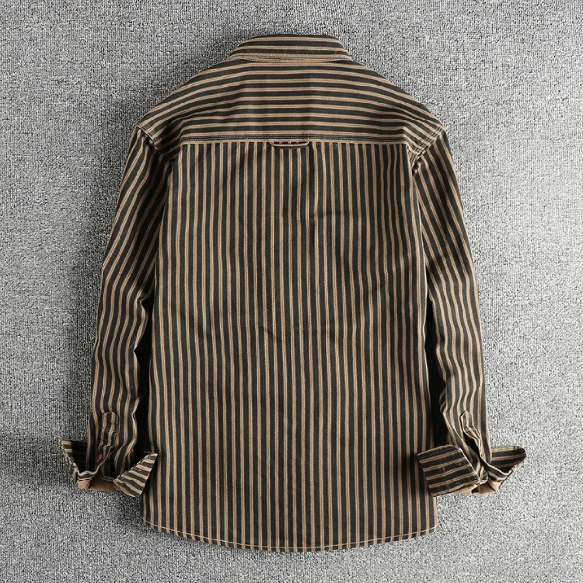 Beau | Men's Vintage Striped Button Up Shirt Brown Cream