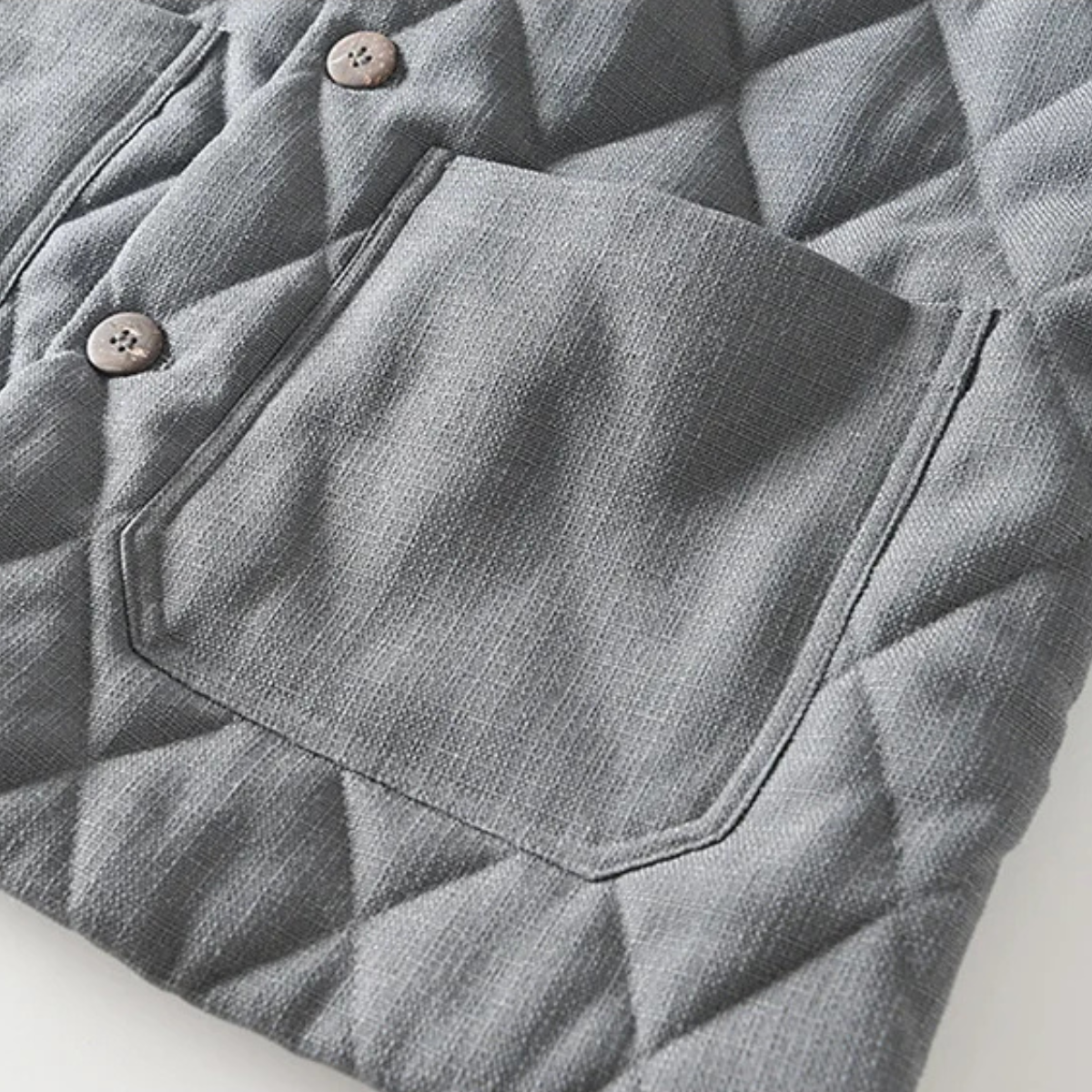 Bram | Men's Quilted Jacket Gray Button Front Stand Collar