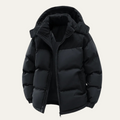 Dama Washington Ezra men's puffer jacket black hooded quilted winter - front view