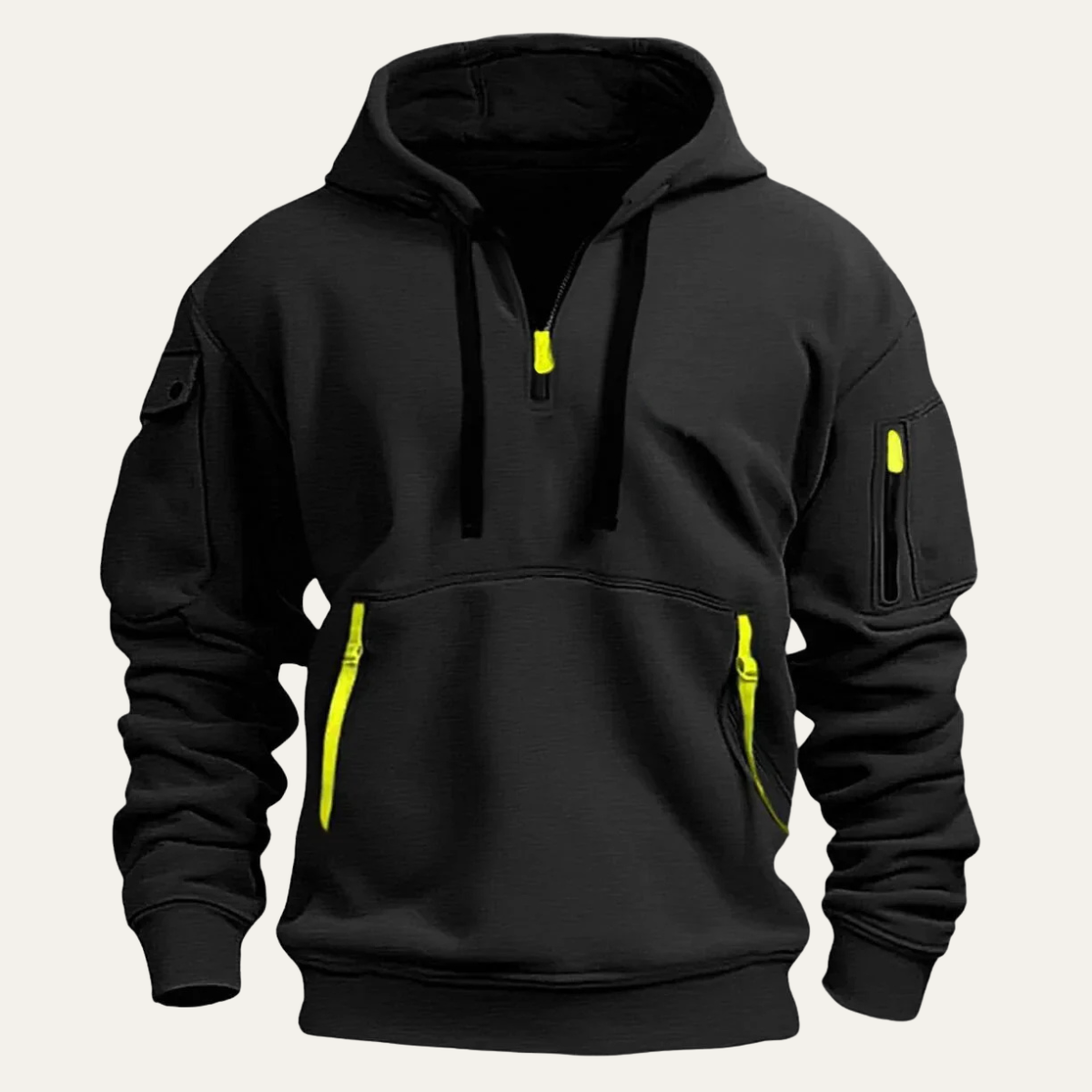 Lars | Men's Cargo Zip Up Hoodie Burgundy Multi Pocket
