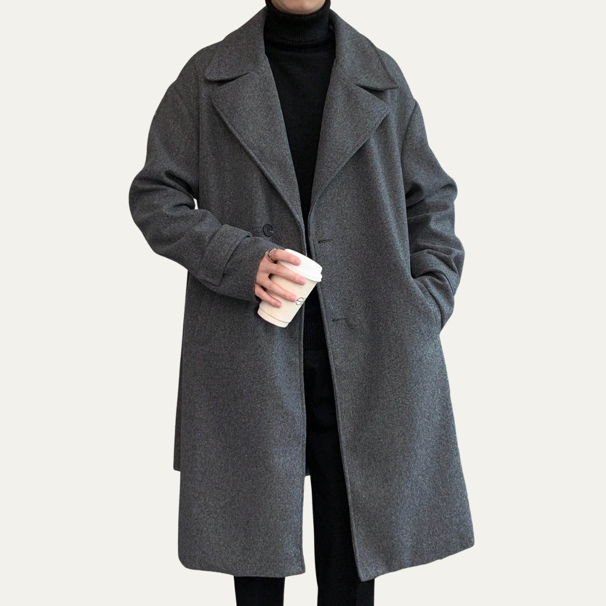 Nash | Men's Wool Overcoat Black Long