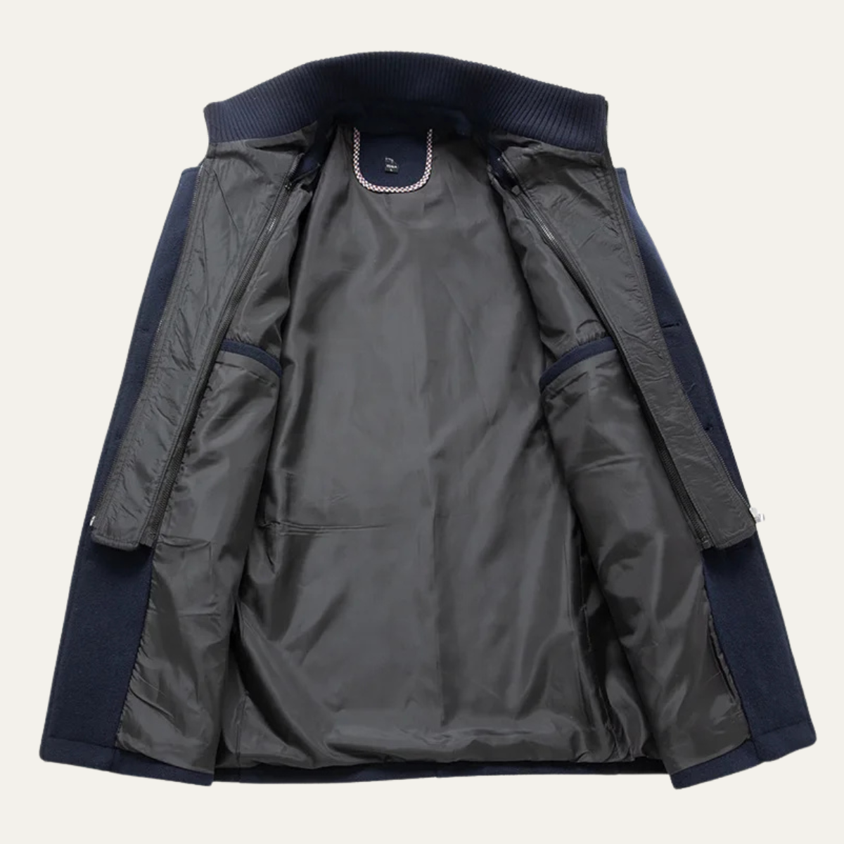 Lars | Men's Navy Wool Overcoat Double Breasted Collared