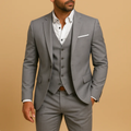 Dama Washington Ezra men's three piece suit gray slim fit blazer vest pants - front view
