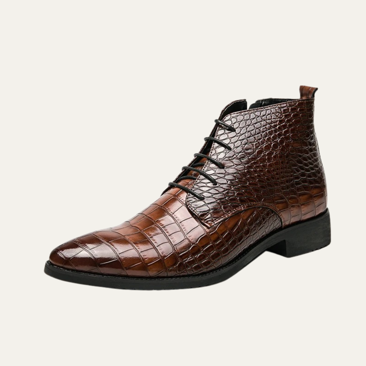 Axel | Men's Crocodile Embossed Leather Ankle Boots Brown
