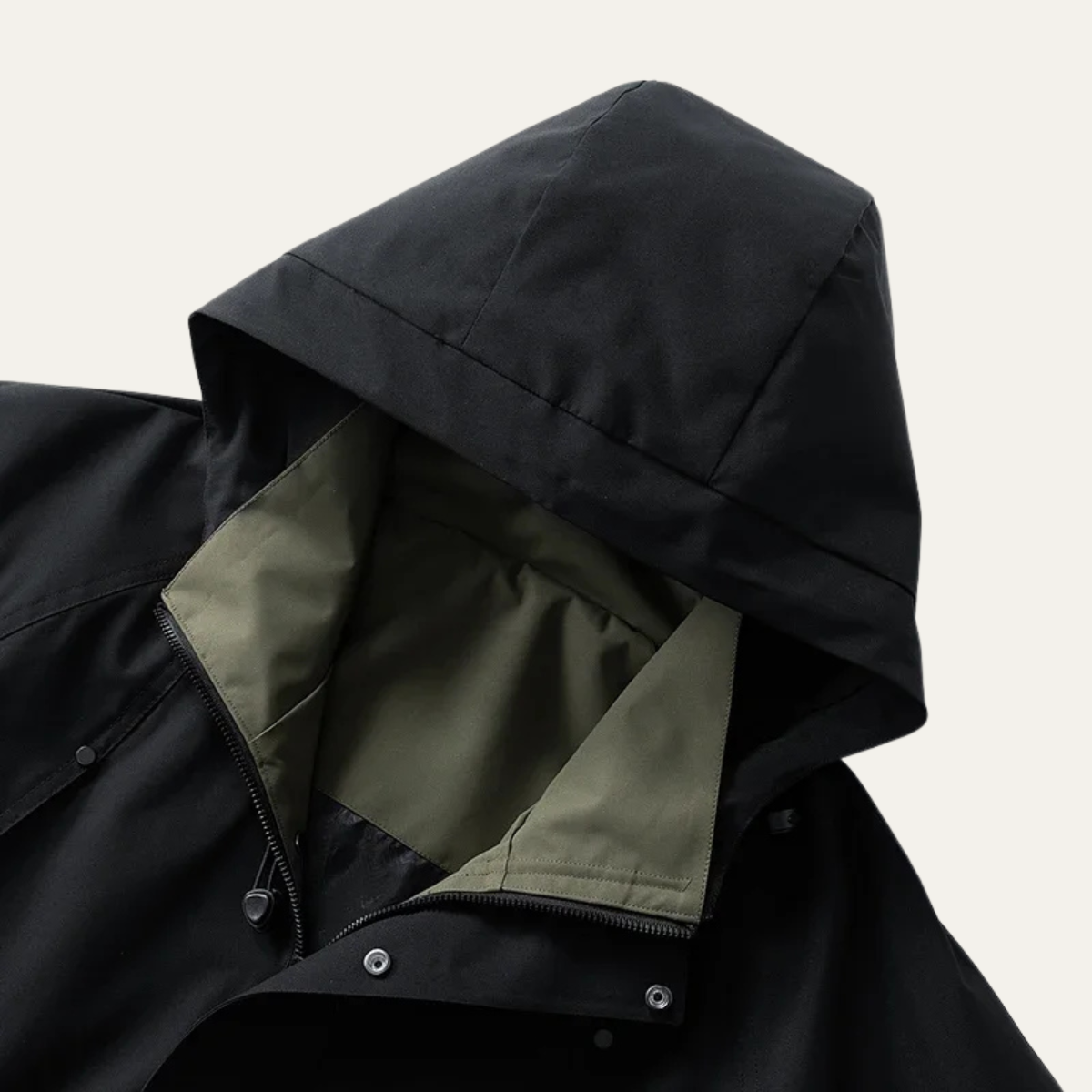 Ezra | Men's Rain Jacket Black Windbreaker Hooded Lightweight