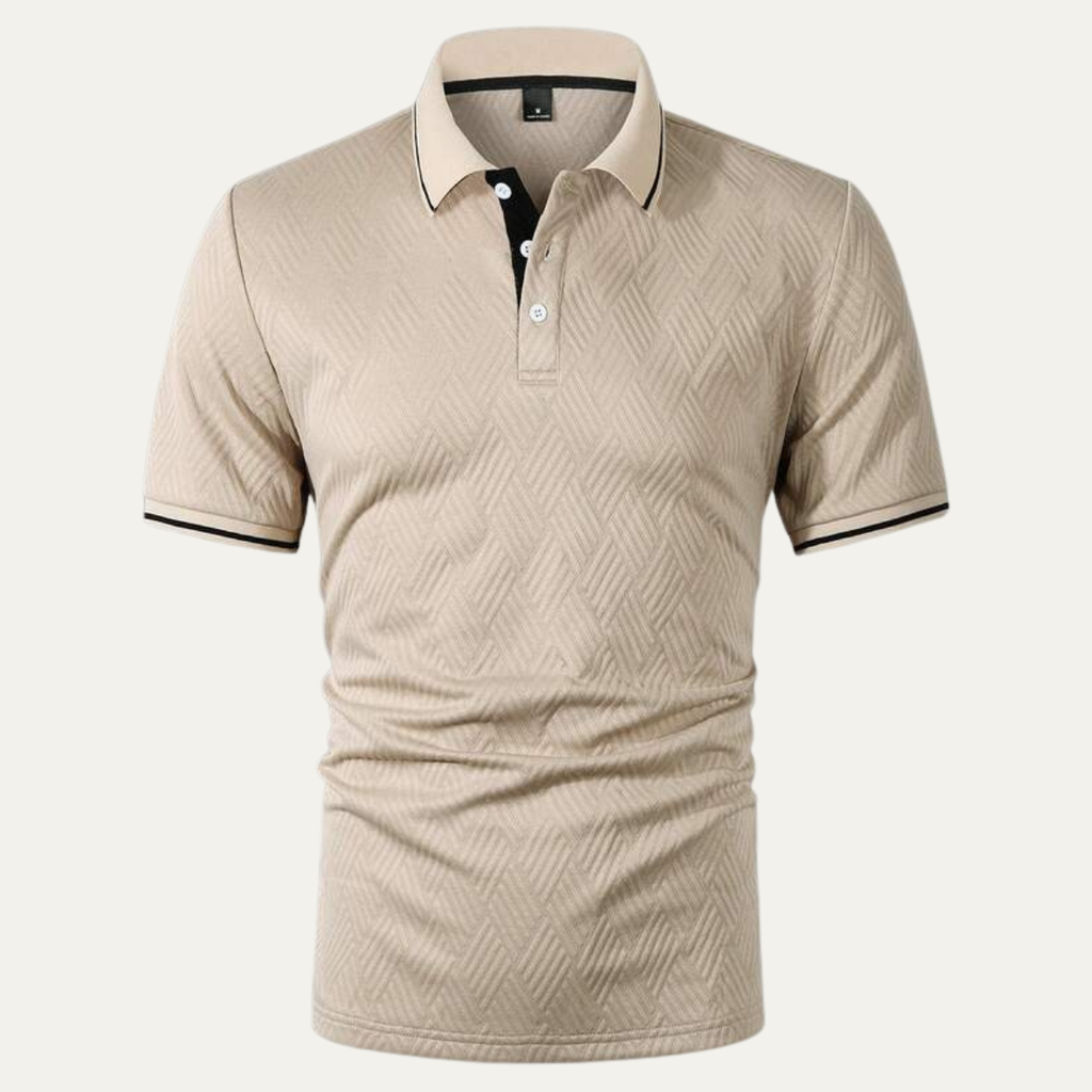 Dama Washington Beau men's polo shirt cream textured short sleeve - view 2