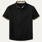 Dama Washington Axel men's textured polo shirt black contrast trim - view 3