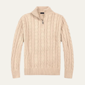 Dama Washington Bram men's quarter zip cable knit sweater cream - view 7