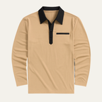 Dama Washington Bram men's fitted polo shirt cream black collar long sleeve - view 7