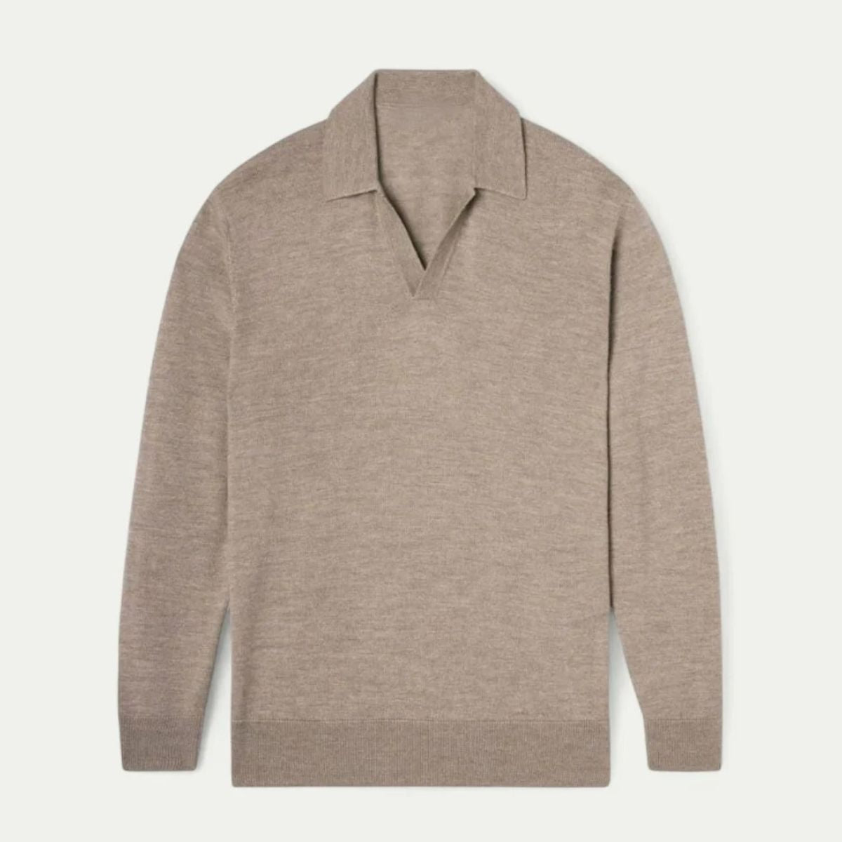 Blake | Men's Casual V Neck Sweater Taupe Long Sleeve