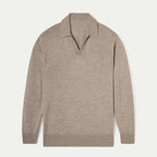 Dama Washington Blake men's casual v neck sweater taupe long sleeve - front view