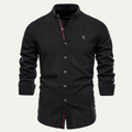 Dama Washington Ezra men's slim fit button up shirt black - front view