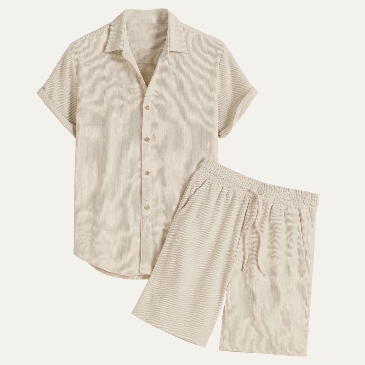 Bram | Men's Casual Linen Shirt Shorts Set Sage Green