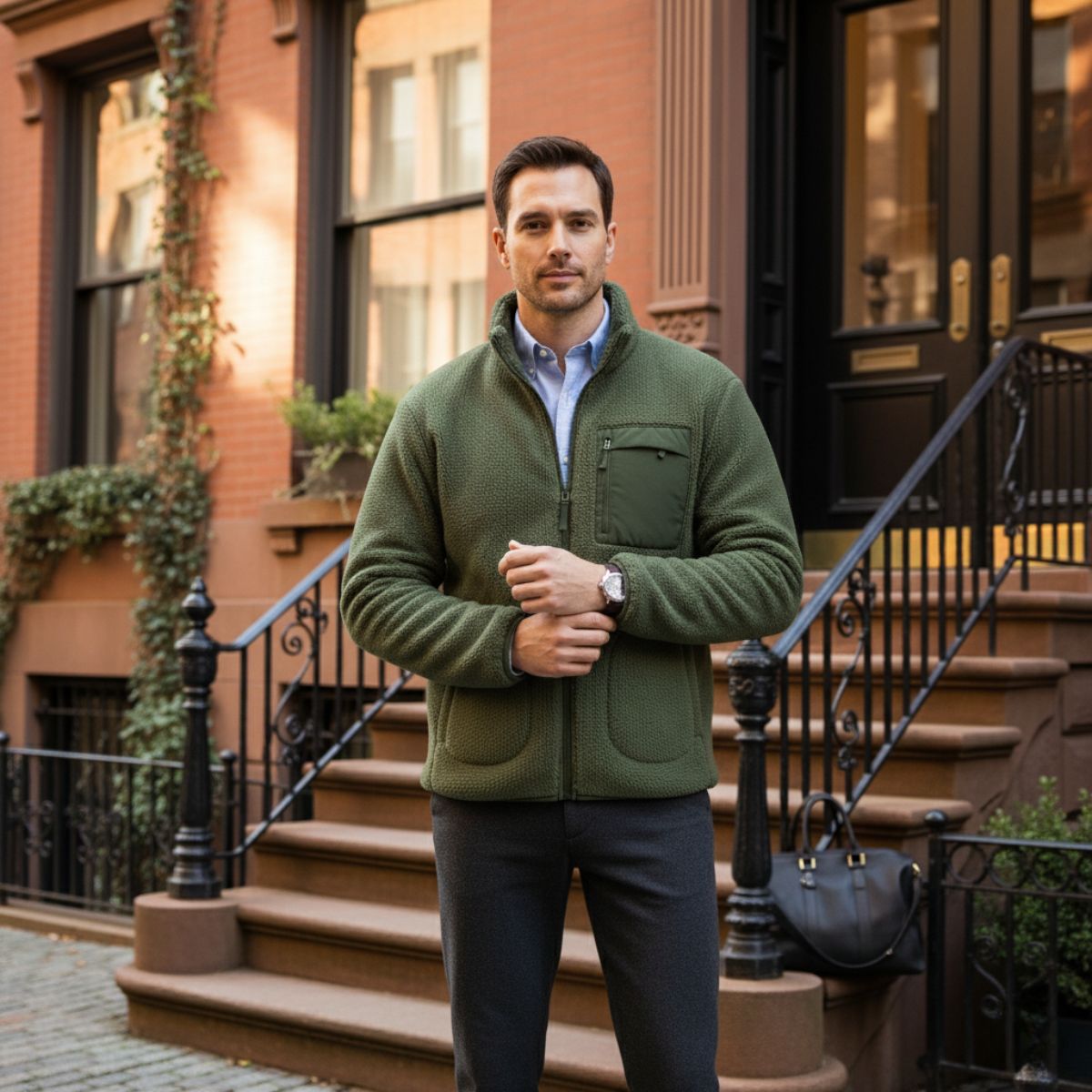 Blake | Men's Fleece Jacket Sage Green Zip Up