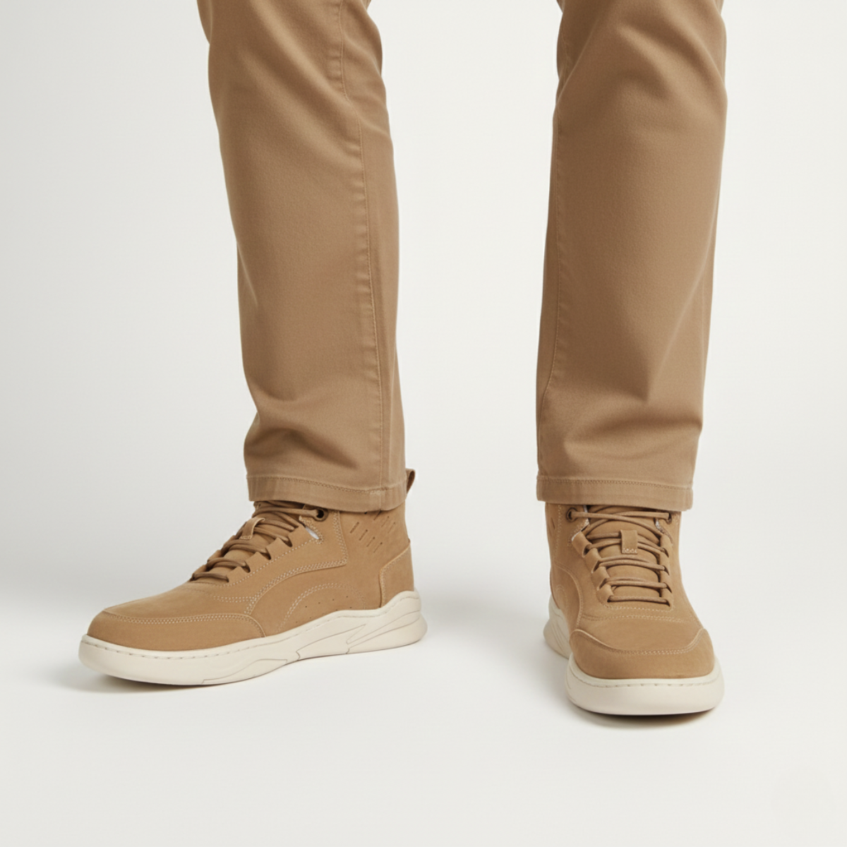Axel | Men's Suede High Top Sneaker Beige Cream Sole