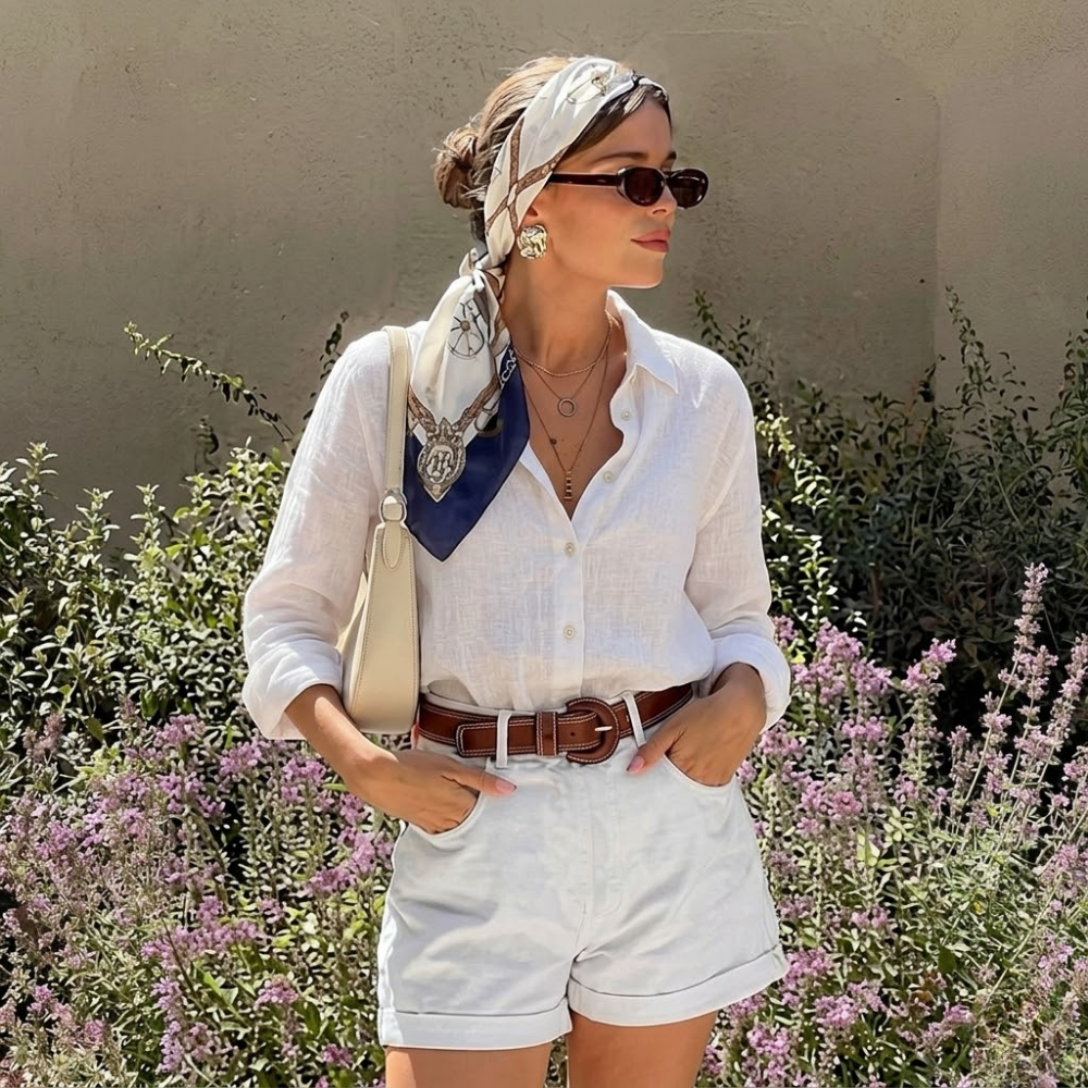Dama Washington Rosa women's linen button down shirt cream long sleeve - view 2