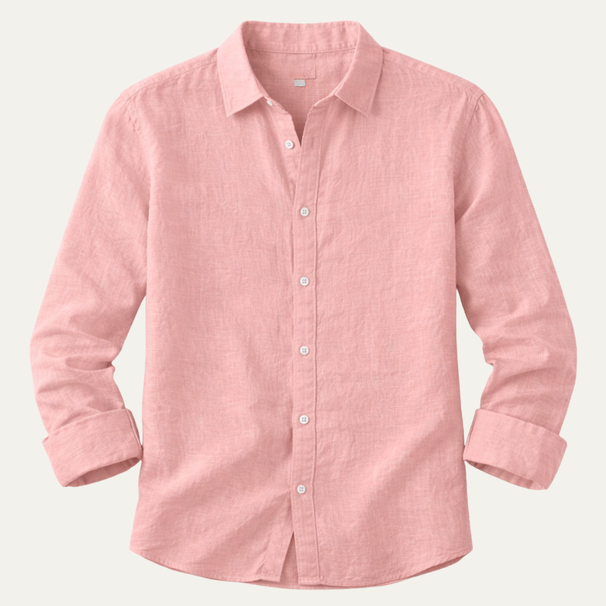 Nash | Men's Linen Button Up Shirt Rose Pink Long Sleeve