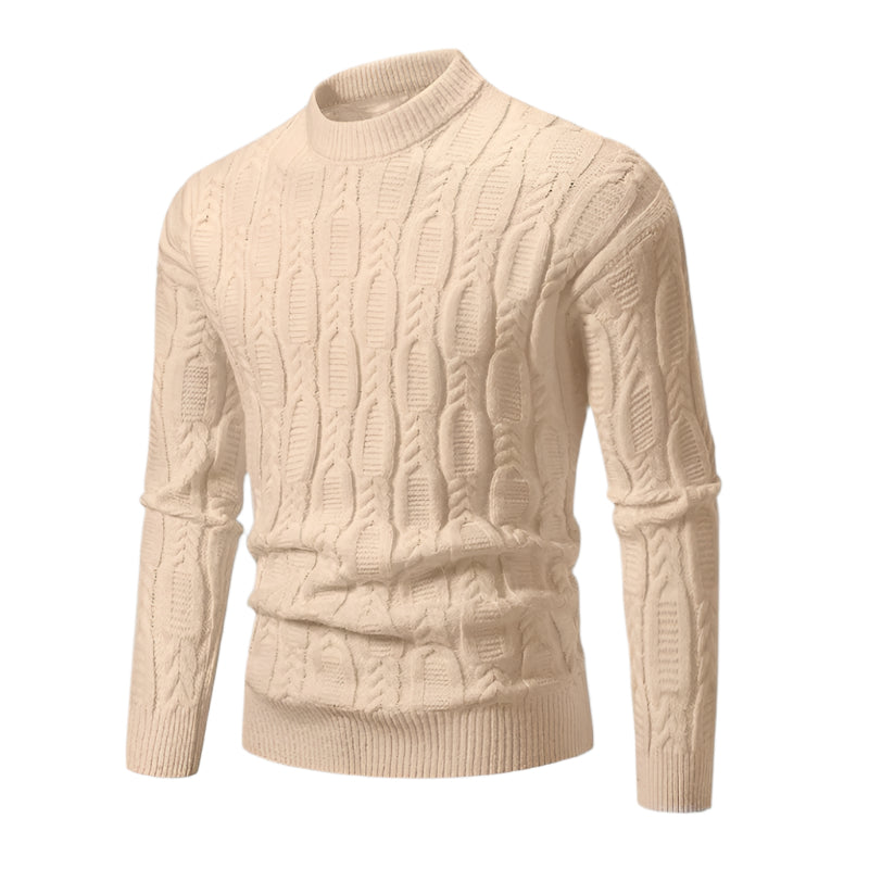 Marco | Men's Cable Knit Sweater Rust Crew Neck