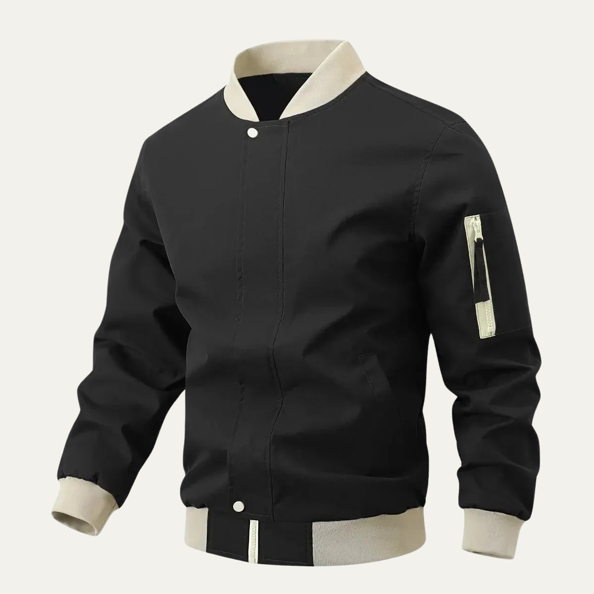 Wyatt | Men's Casual Bomber Jacket Tan Ribbed Cuffs