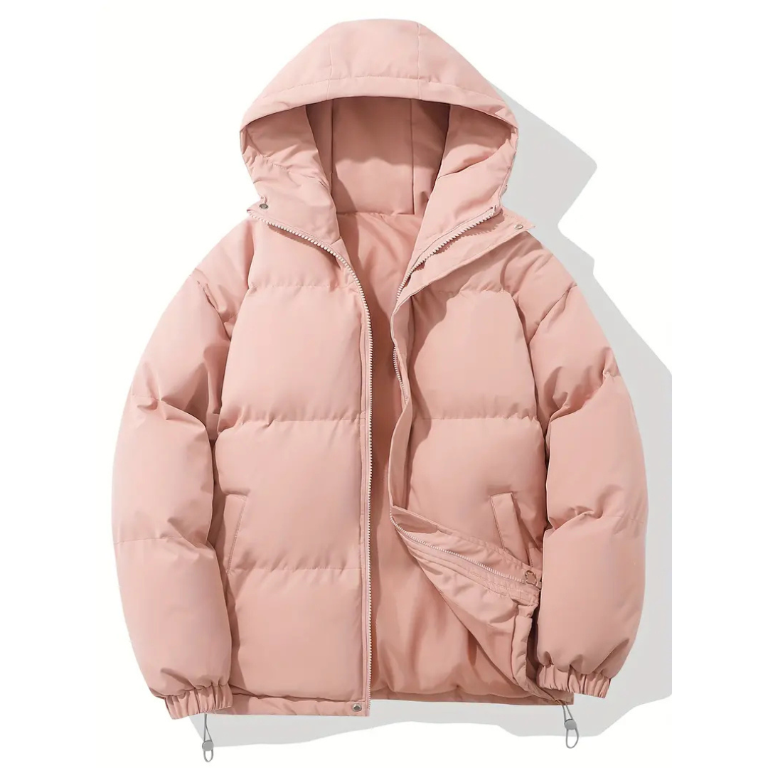 Faye | Women's Puffer Jacket Pink Hooded Quilted Windbreaker