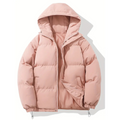 Dama Washington Faye women's puffer jacket pink hooded quilted windbreaker - front view