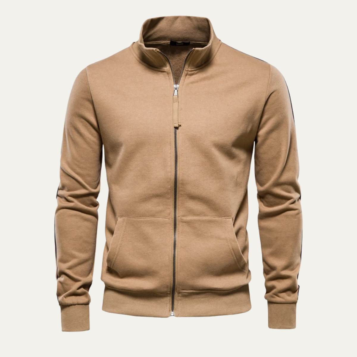 Caleb | Men's Casual Zip Up Hoodie Beige