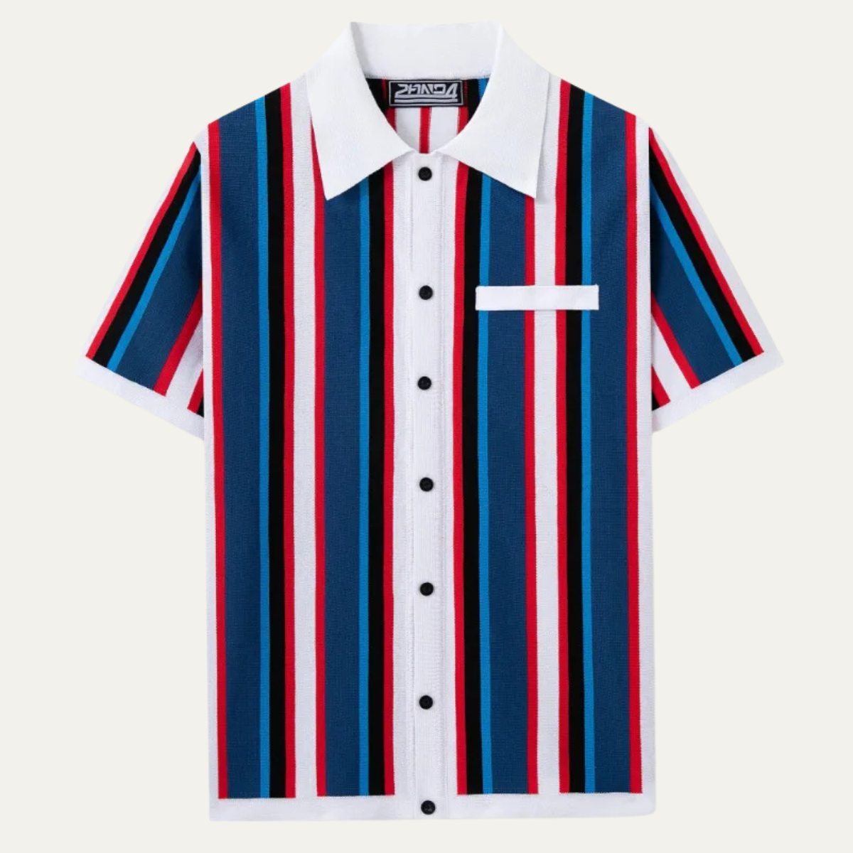 Jude | Men's Striped Button Up Shirt Navy Red White