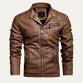 Dama Washington Knox men's moto leather jacket brown - front view