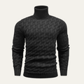 Dama Washington Wyatt men's turtleneck cable knit sweater black - front view