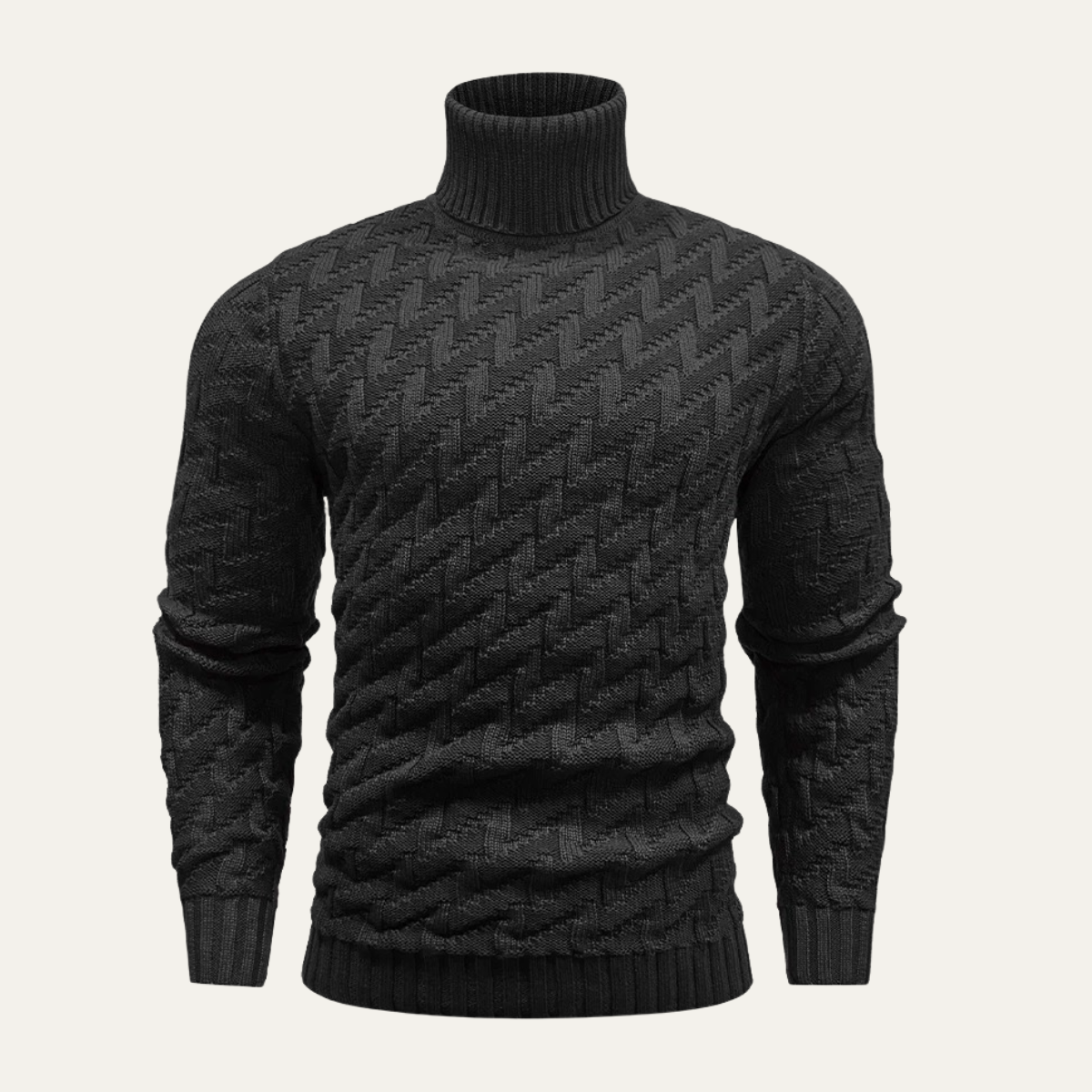 Wyatt | Men's Turtleneck Cable Knit Sweater Black