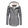 Dama Washington Ivy women's sherpa lined puffer jacket gray hooded - front view