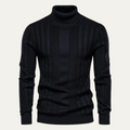 Dama Washington Ezra men's turtleneck cable knit sweater black - front view