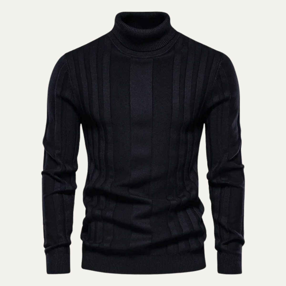 Ezra | Men's Turtleneck Cable Knit Sweater Black